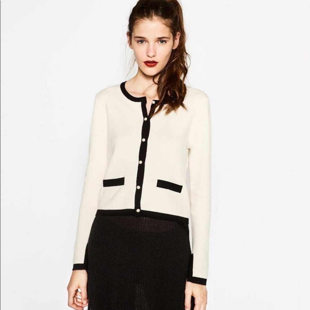 Zara Knit Cardigan with Pearl Buttons